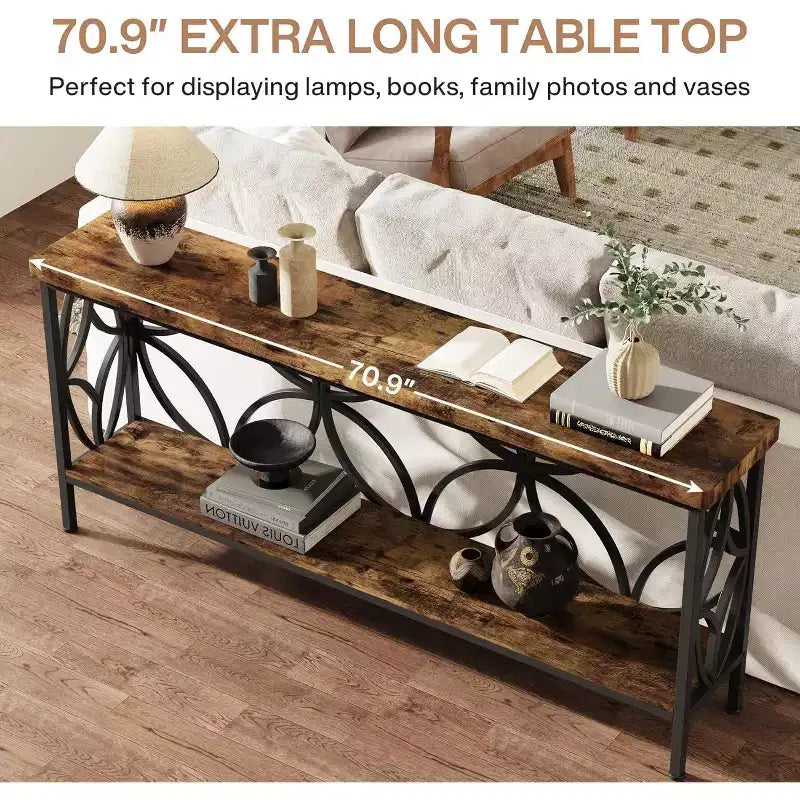 Console étroite Lantine de 180 cm avec rangement