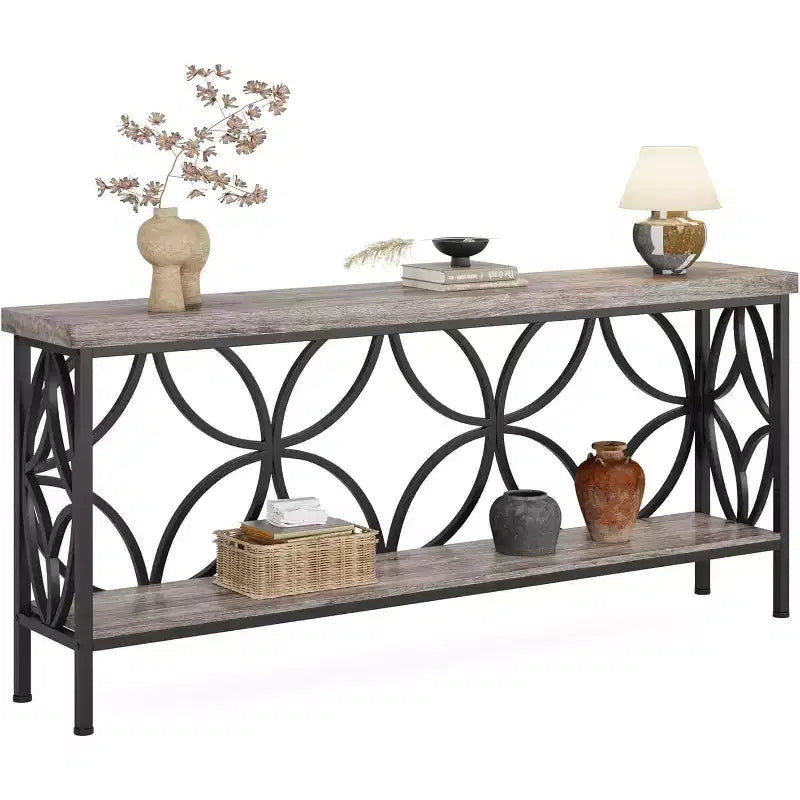 Lantine 70.86-Inch Narrow Sofa Table with Storage