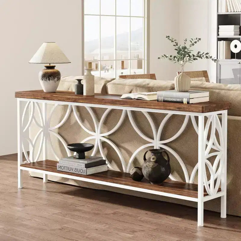 Console étroite Lantine de 180 cm avec rangement
