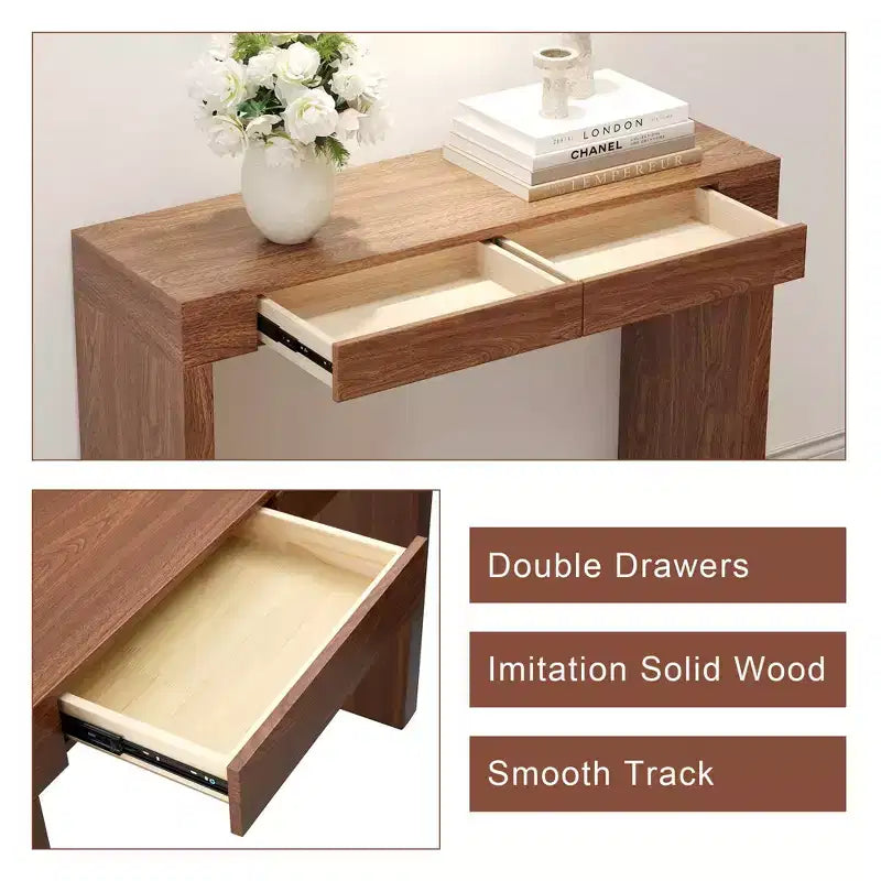 50 Wood Grain Bar Table with Drawers (Dark)