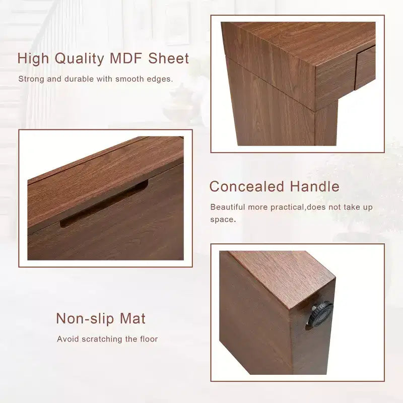 50 Wood Grain Bar Table with Drawers (Dark)
