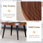 Walnut Finish, Annular Pattern, Black Metal Base, Solid 23.6 Round Coffee Table