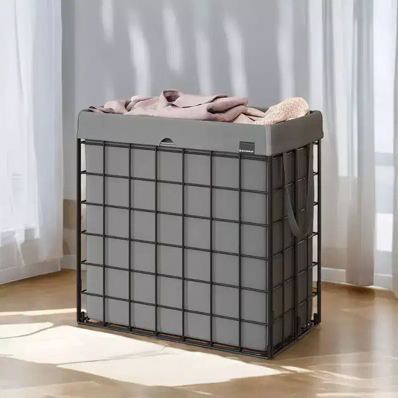Panier à linge avec doublure amovible lavable, 110 L (29 gal.) Panier à linge pliable avec cadre en fil métallique