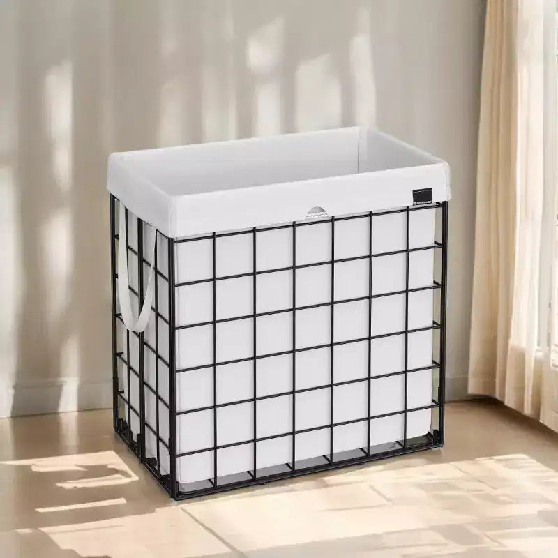 Panier à linge avec doublure amovible lavable, 110 L (29 gal.) Panier à linge pliable avec cadre en fil métallique