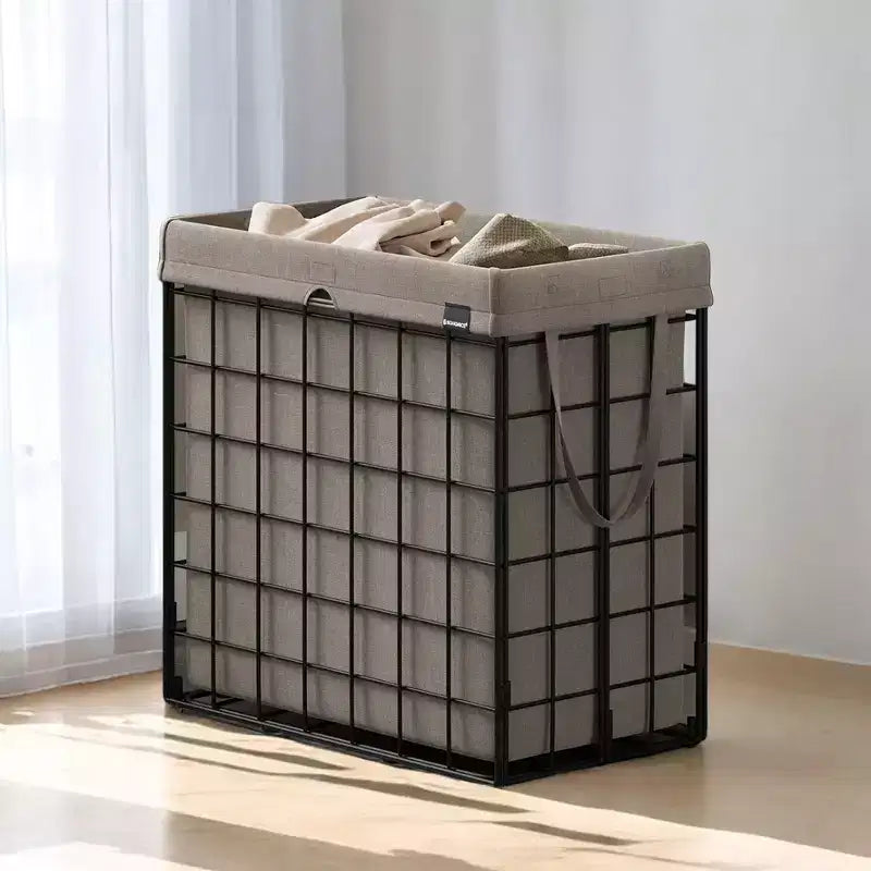 Panier à linge avec doublure amovible lavable, 110 L (29 gal.) Panier à linge pliable avec cadre en fil métallique