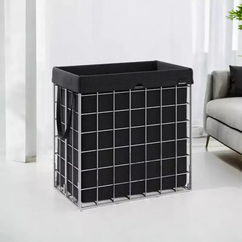 Panier à linge avec doublure amovible lavable, 110 L (29 gal.) Panier à linge pliable avec cadre en fil métallique