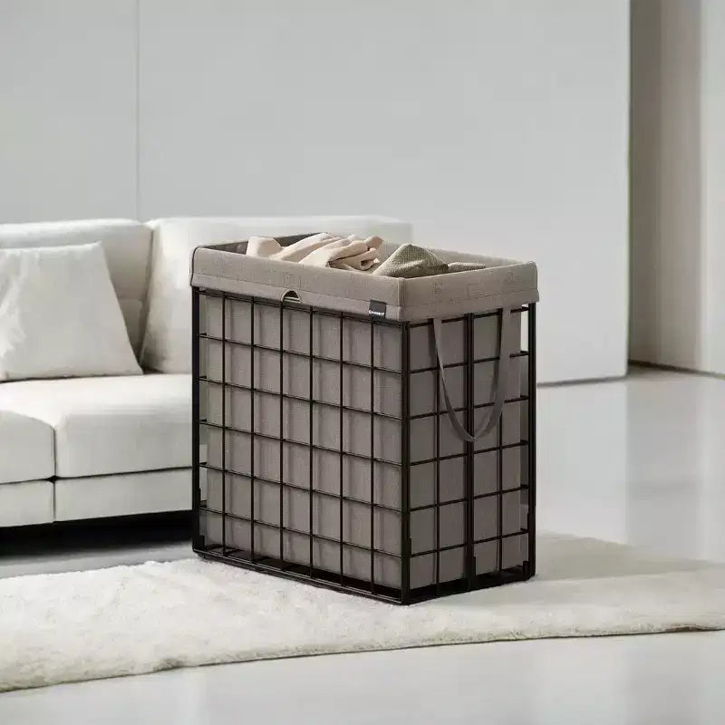 Panier à linge avec doublure amovible lavable, 110 L (29 gal.) Panier à linge pliable avec cadre en fil métallique