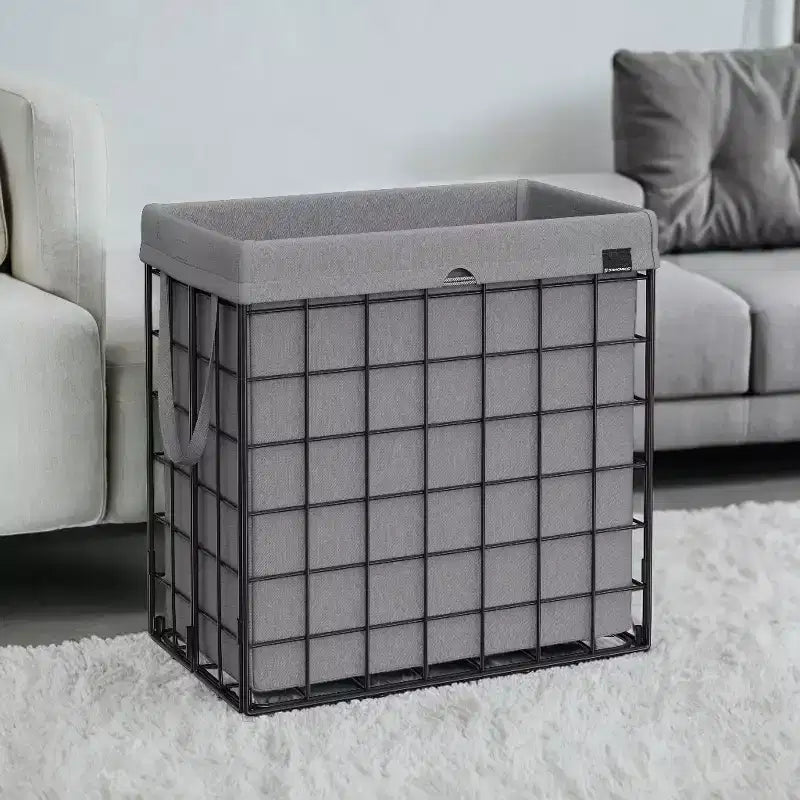 Panier à linge avec doublure amovible lavable, 110 L (29 gal.) Panier à linge pliable avec cadre en fil métallique