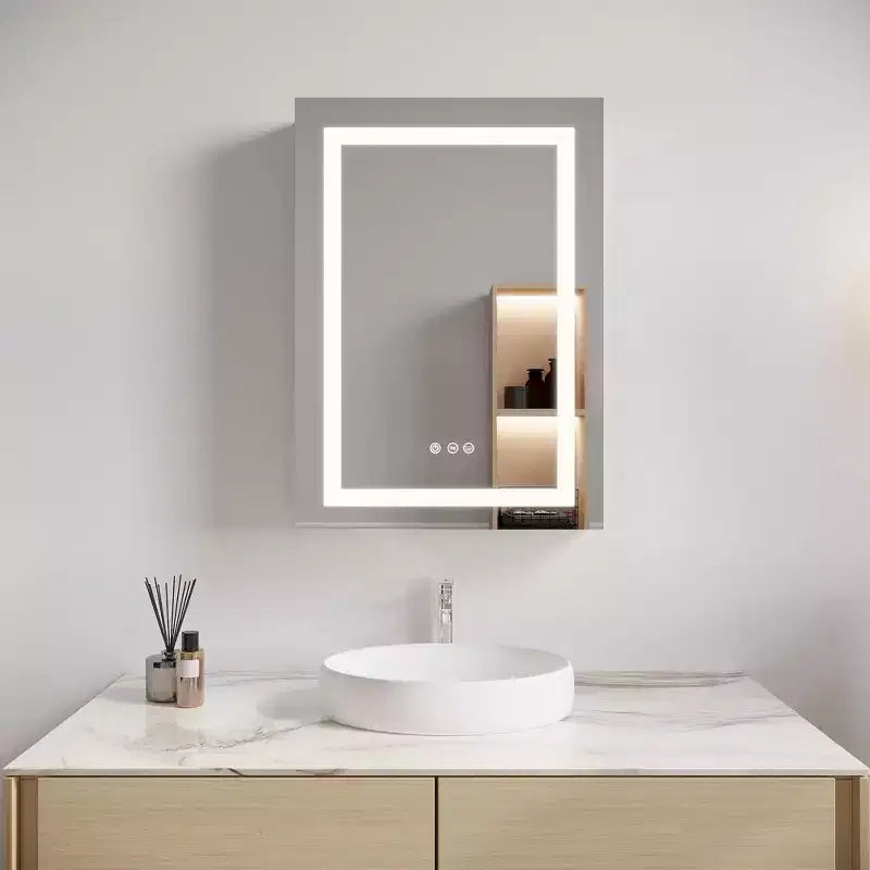 26x20 LED Bathroom Medicine Cabinet, Anti-Fog, Waterproof, Dimmable, Touch Switch, Recessed/Surface Mount