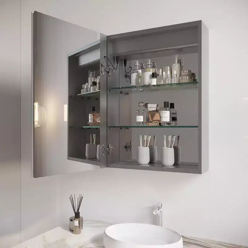 Armoire de toilette à LED 26x20, anti-buée, étanche, dimmable, interrupteur tactile, montage encastré/en surface