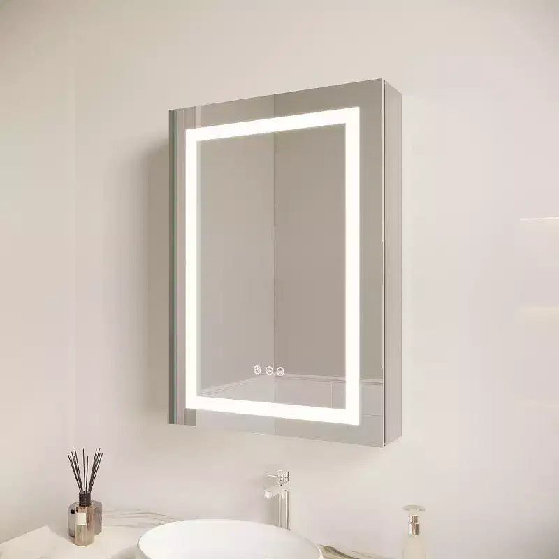 Armoire de toilette à LED 26x20, anti-buée, étanche, dimmable, interrupteur tactile, montage encastré/en surface