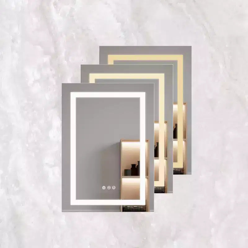 Armoire de toilette à LED 26x20, anti-buée, étanche, dimmable, interrupteur tactile, montage encastré/en surface