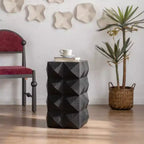 23.62Height Three-dimensional Embossed Pattern Design Retro Side Table Retro Furniture Black