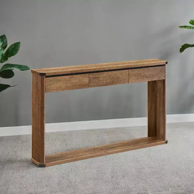 Console avec rangement, table de canapé de 120 cm, table d'entrée, table de canapé, table derrière le canapé, console étroite, consoles à 2 niveaux