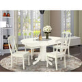 HomeStock 5 Piece Dining Set Oval Table Linen White Kitchen Set 42x60 Inch