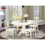 HomeStock 5 Piece Dining Set Oval Table Linen White Kitchen Set 42x60 Inch