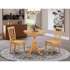 HomeStock Round Kitchen Table Set Oak Wood Finish Modern Style