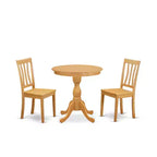 HomeStock Round Kitchen Table Set Oak Wood Finish Modern Style