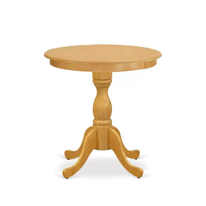 HomeStock Round Kitchen Table Set Oak Wood Finish Modern Style