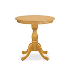 HomeStock Round Kitchen Table Set Oak Wood Finish Modern Style