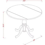 Ensemble de table à manger ronde avec abattants HomeStock de 42 pouces