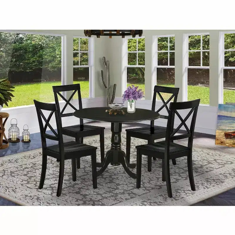 Ensemble de table à manger ronde avec abattants HomeStock de 42 pouces