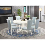 HomeStock Modern 7 Piece Linen White Dining Table Set