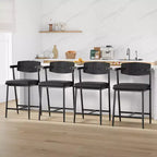 Lot de 2 tabourets de bar avec siège plus large, tabourets de bar rembourrés de 26 pouces avec repose-pieds, ensemble de tabourets de bar modernes avec dossier et accoudoirs pour îlot de cuisine, assemblage facile