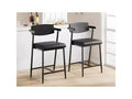 Lot de 2 tabourets de bar avec siège plus large, tabourets de bar rembourrés de 26 pouces avec repose-pieds, ensemble de tabourets de bar modernes avec dossier et accoudoirs pour îlot de cuisine, assemblage facile