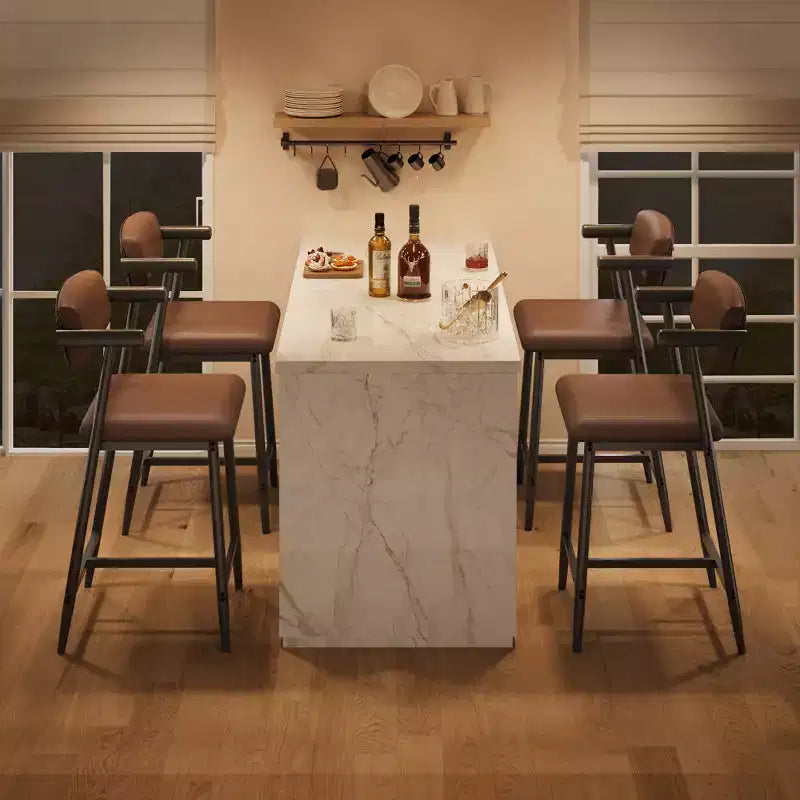Lot de 2 tabourets de bar avec siège plus large, tabourets de bar rembourrés de 26 pouces avec repose-pieds, ensemble de tabourets de bar modernes avec dossier et accoudoirs pour îlot de cuisine, assemblage facile