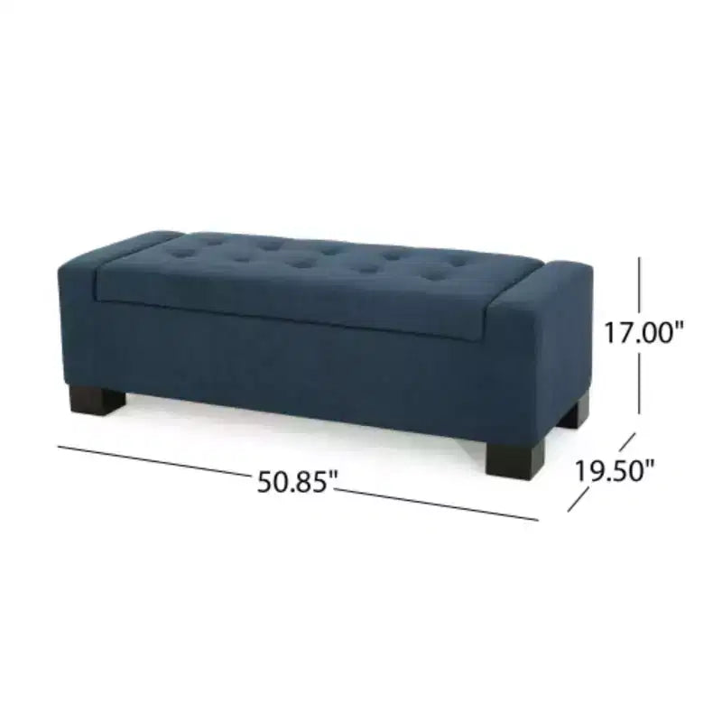 Pouffe de rangement capitonné bleu marine : Une solution d'assise élégante et spacieuse