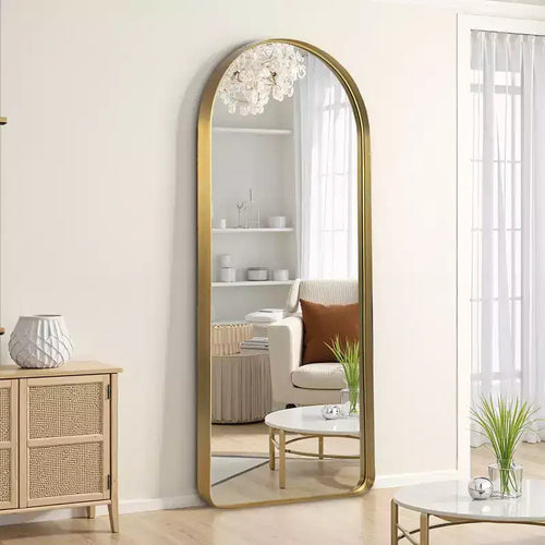 Aluminum Alloy Rounded Arch Imitation Electroplated Full Body Mirror 180x80x5cm (Deep Mirror - No Bracket)