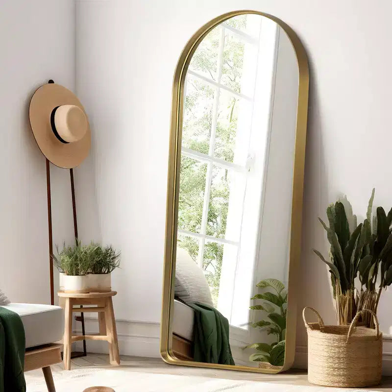Miroir plein corps imitation arche arrondie en alliage d'aluminium, galvanisé, 180x80x5cm (miroir profond - sans support)