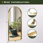 Miroir plein corps imitation arche arrondie en alliage d'aluminium, galvanisé, 180x80x5cm (miroir profond - sans support)