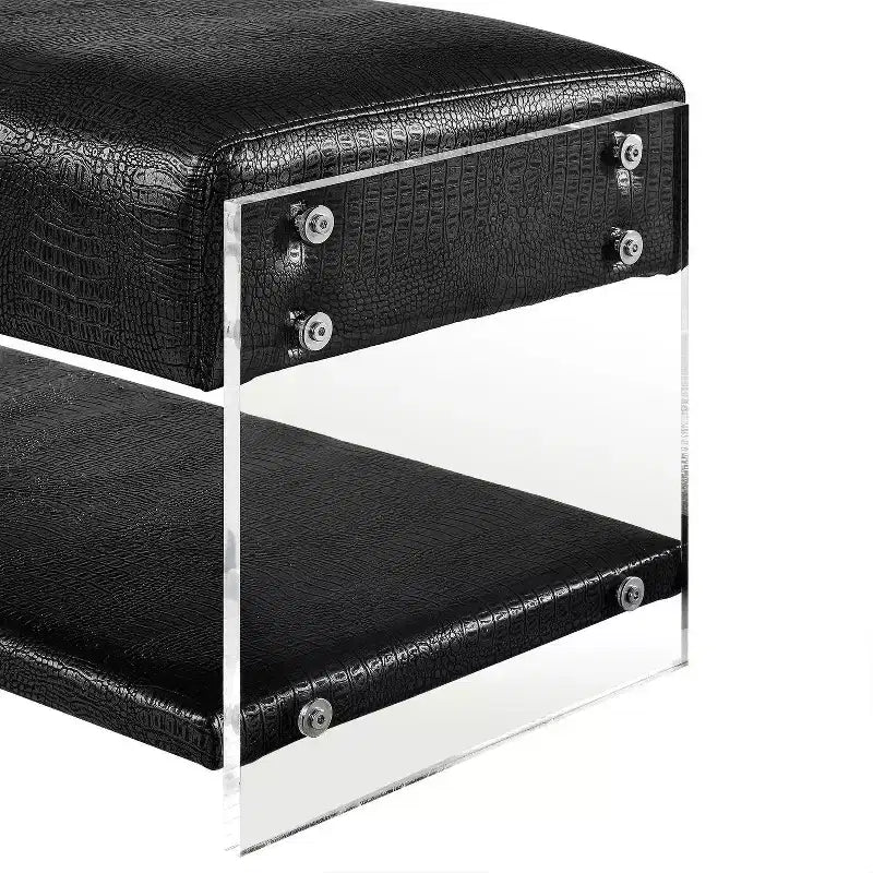 Banc de rangement Inspired Home Galileo en cuir PU et acrylique