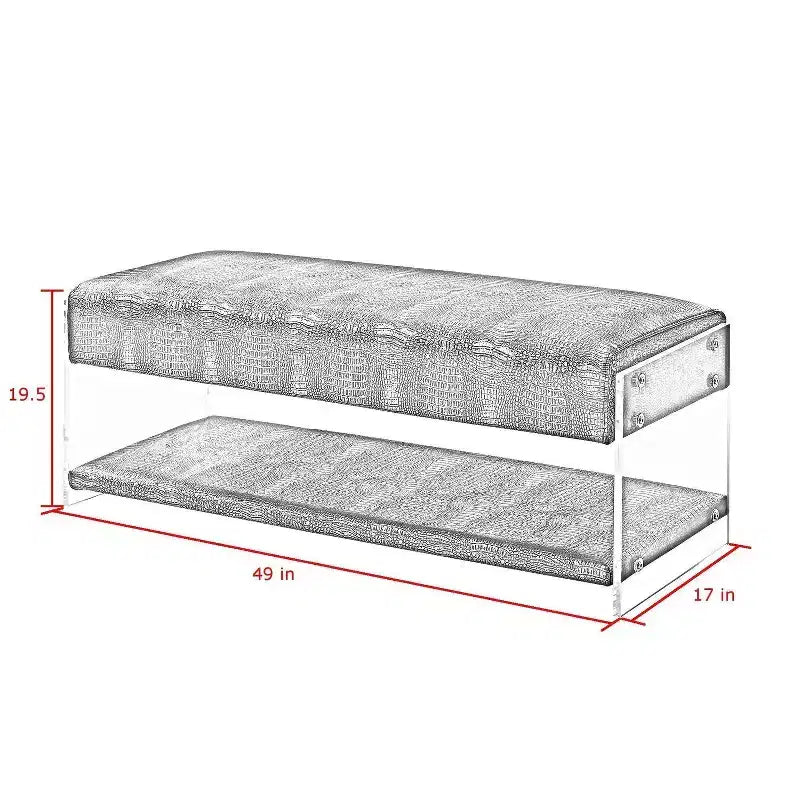 Banc de rangement Inspired Home Galileo en cuir PU et acrylique