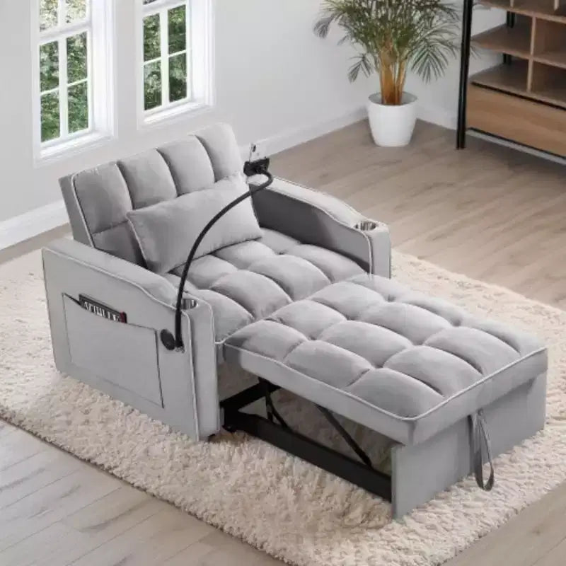 Canapé convertible 3-en-1 : Fauteuil-lit transformable avec lit gigogne, réglable, multipoches, pliable pour salon et chambre, petits espaces