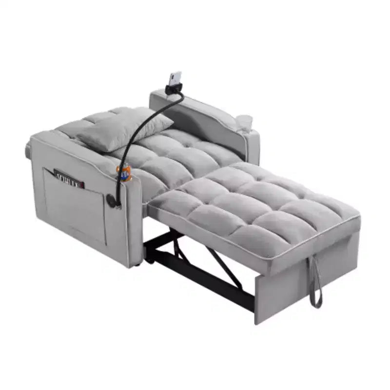 Canapé convertible 3-en-1 : Fauteuil-lit transformable avec lit gigogne, réglable, multipoches, pliable pour salon et chambre, petits espaces