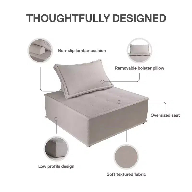 DHP Paloma Chaise Modulaire sans Accoudoirs Rembourrée avec Coussin de Dossier