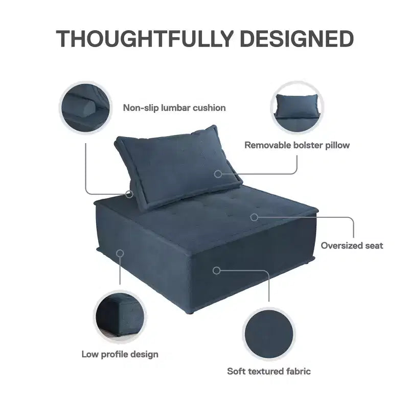 DHP Paloma Chaise Modulaire sans Accoudoirs Rembourrée avec Coussin de Dossier