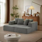 Luxurious Chenille Chaise Sectional: Fixed Cushions, Plush Seating