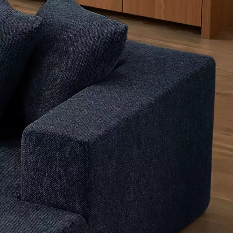 Sectionnel en chenille de luxe avec méridienne : Coussins fixes, assise moelleuse