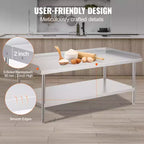 Table de travail VEVOR en acier inoxydable, table de préparation alimentaire commerciale de 76,2 x 152,4 x 66 cm, table de préparation robuste avec dosseret sur 3 côtés