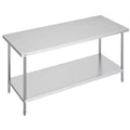 VEVOR Stainless Steel Prep Table, 30 x 72 x 34 Inch, 920 lbs Load Capacity, Heavy Duty Metal Worktable with 3 Adjustable Height Levels