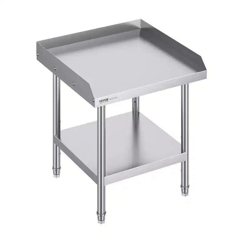 VEVOR Stainless Steel Work Table, 24 x 24 x 26 Inch Commercial Food Prep Worktable, 3-Sided Backsplash Heavy Duty Prep Worktable, Metal Work Table