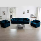 Ensemble de canapé 3 places, fauteuil d'appoint, causeuse et canapé trois places, ensemble de canapé 3 pièces de style moderne avec accoudoirs ronds, ensemble de canapé 1+1+3 places pour salon