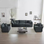 Ensemble de canapé 3 places, fauteuil d'appoint, causeuse et canapé trois places, ensemble de canapé 3 pièces de style moderne avec accoudoirs ronds, ensemble de canapé 1+1+3 places pour salon