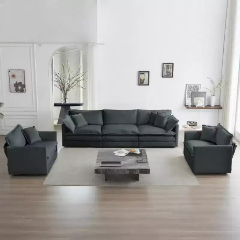 Ensemble de canapé 3 places, fauteuil d'appoint, causeuse et canapé trois places, ensemble de canapé 3 pièces de style moderne avec accoudoirs ronds, ensemble de canapé 1+1+3 places pour salon