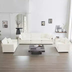 Sofa Set of 3, Accent Chair, Loveseat, and Three-Seat Sofa, Modern Style Round Arms 3 Piece Sofa Set, 1+1+3 Seats Living Room Sofa Set