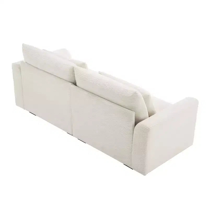 Canapé profond en velours côtelé beige : élégant et confortable pour la vie en appartement
